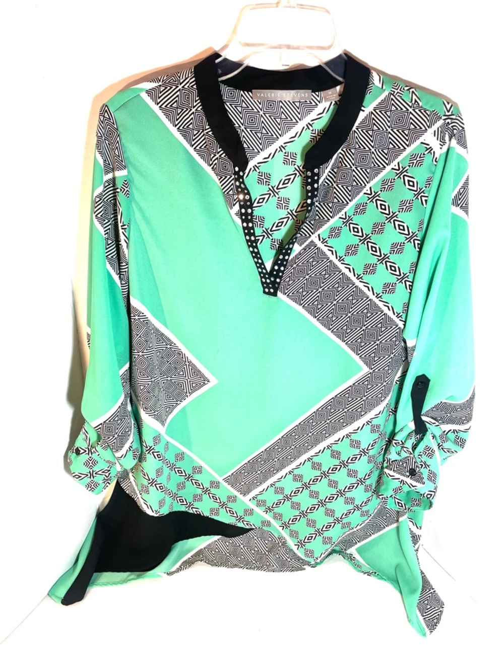 Valerie Stevens Blouse Bundle Size M 2 Tops Geometric Print Work Office Career